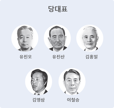 당대표 - 유진오, 유진산, 김홍일, 김영삼, 이철승